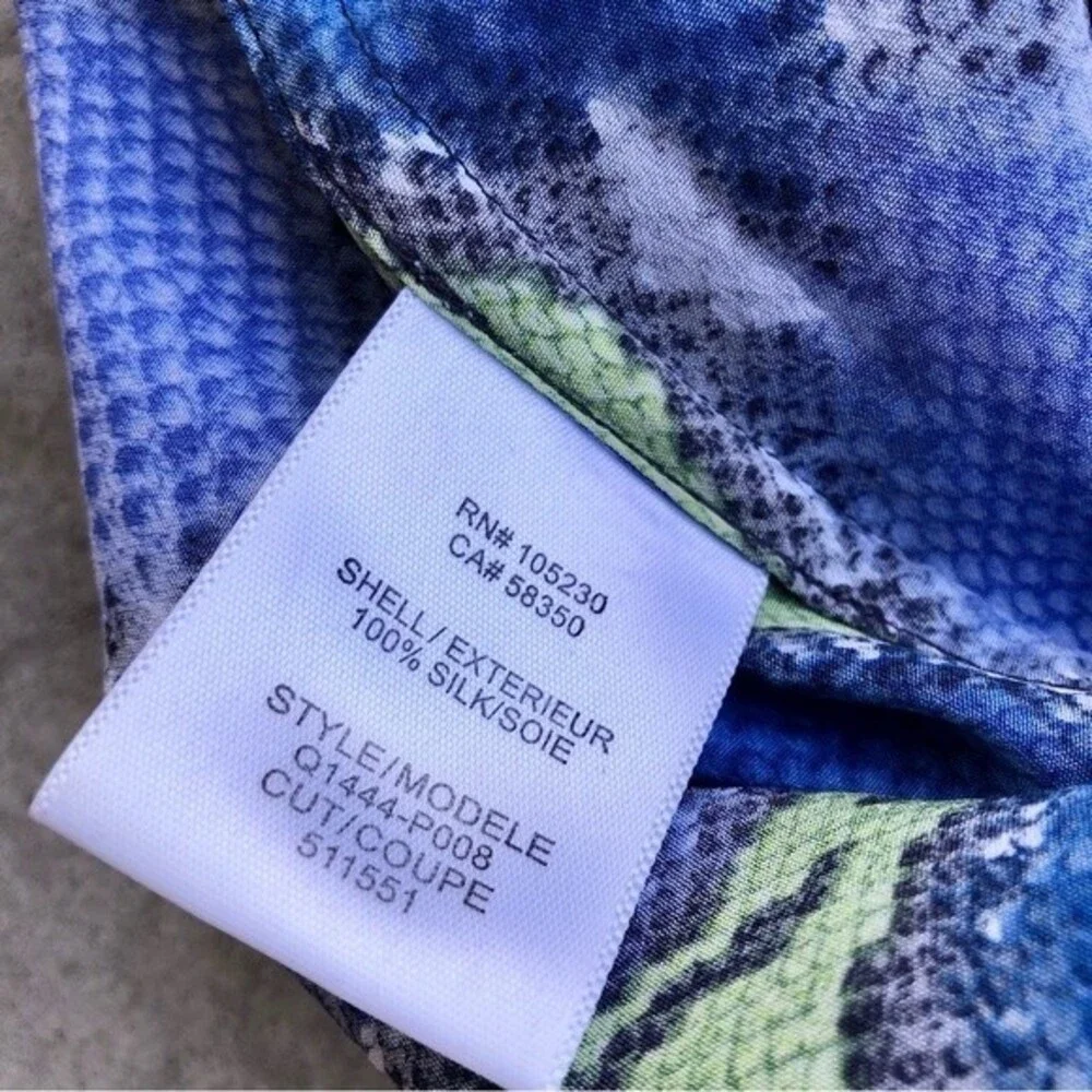 Equipment Silk Shorts Blue Snakeskin Snake Printed Mini Pull On Elastic Waist S